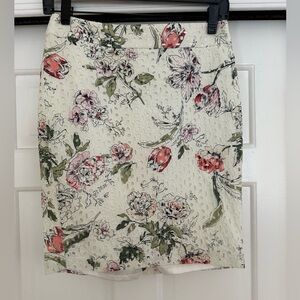 Floral Pencil Skirt - Cream and Pink